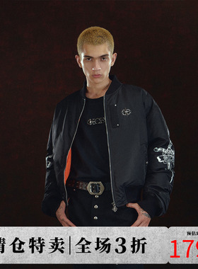 DICETINY元屠之剑印花MA1夹克秋冬保暖棉衣金属宽松立领短款外套