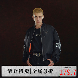 DICETINY元 外套 屠之剑印花MA1夹克秋冬保暖棉衣金属宽松立领短款