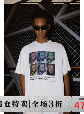 DICETINY 上帝从不掷骰系列 爱因斯坦印花短袖男夏季美式重磅T恤