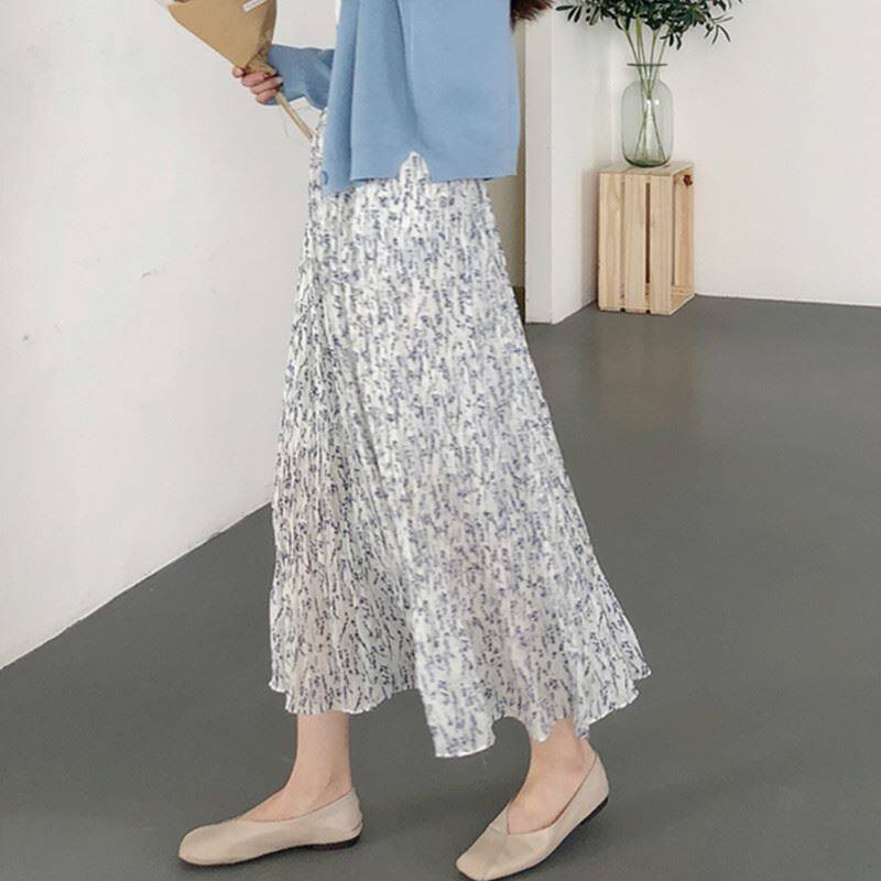 2018 Spring new pattern Korean Edition fresh student Versatile Broken flowers Pleated skirt Paige Show thin skirt longuettein the Women's clothing/Boutique , Skirts  category - from Buy2taobao.com to provide professional Taobao agent buy service