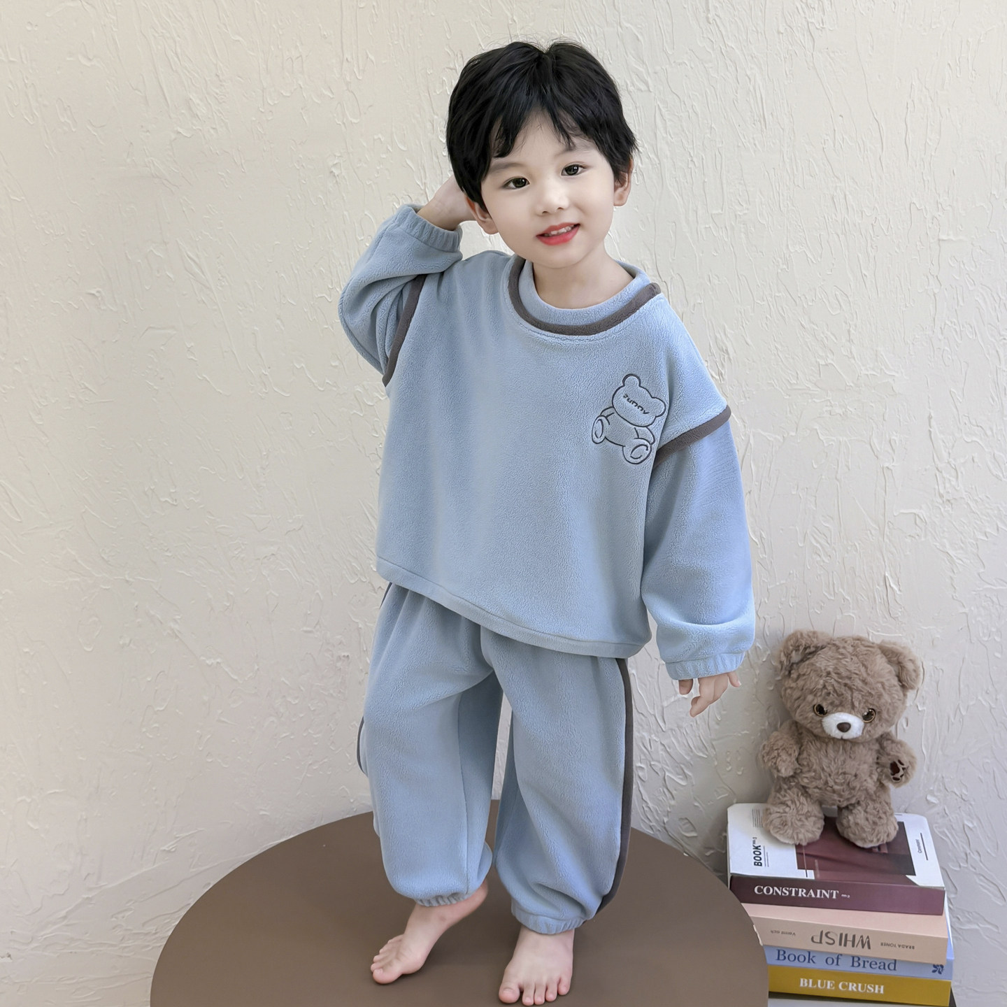 2025新款家居服男童秋冬保暖睡衣套装