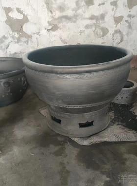 高档文金字雕刻鱼缸0c8m缸直径超大号鱼荷花缸陶瓷鱼缸黑陶泥盆养