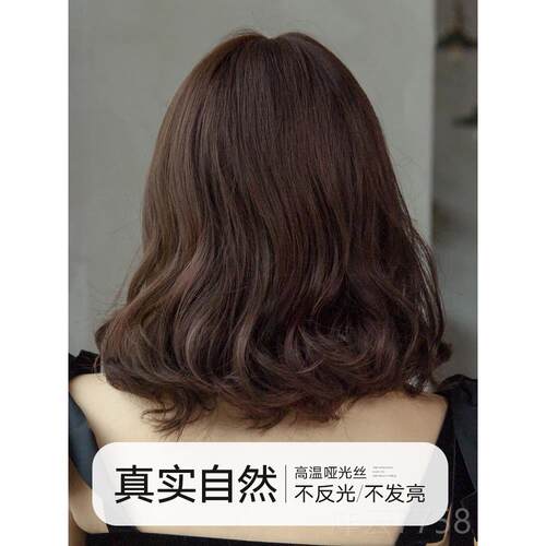 高档假发女长发自全头套式齐花肩浪梨头卷发中长波卷短发短卷发然