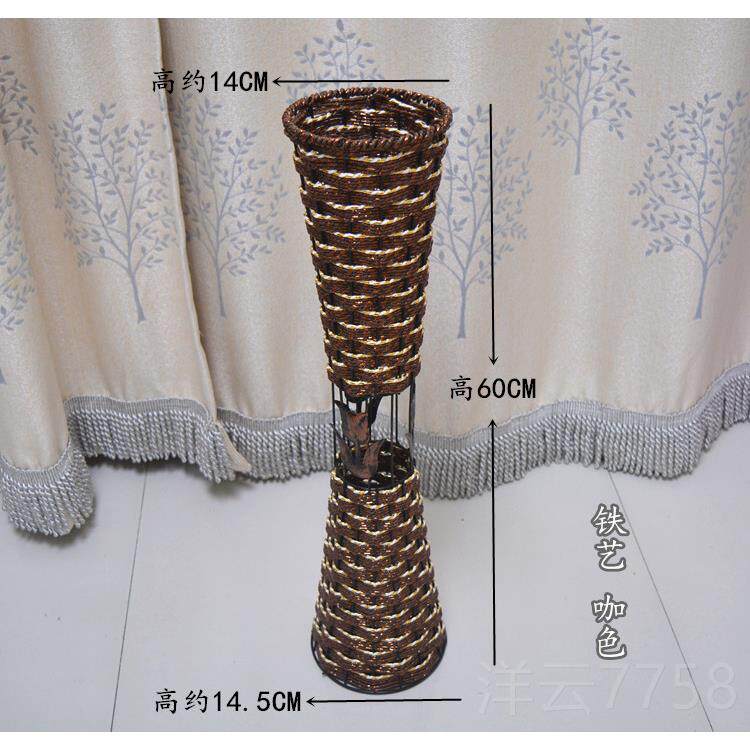 高档60CM木桶 铁艺花花槽式花桶花瓶复古欧插花器桶家居放装饰摆