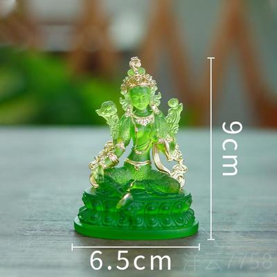 高档禅悦佛艺古法琉璃贴金绿度佛母多佛像彩绘观音菩萨礼家居摆件