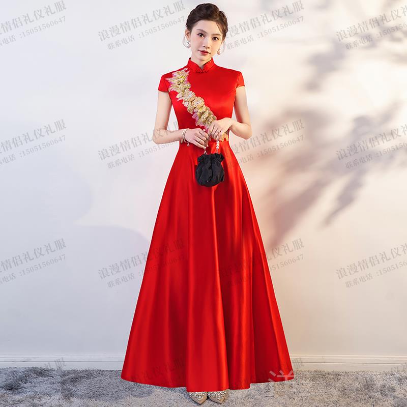 高档晚礼裙团女大合唱挥演出服气质指服主持人舞台走服秀迎宾礼仪图片