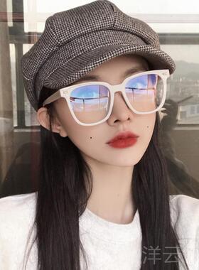 高档框眼大镜女灰网红ins防辐射大脸显瘦韩版潮白色镜眼框复古平