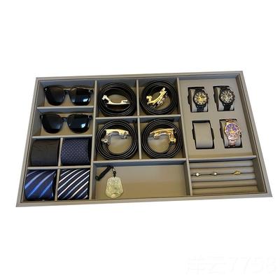 高档端定制高皮革首饰收纳盒抽屉分格隔功饰品托盘家用多宝子能展