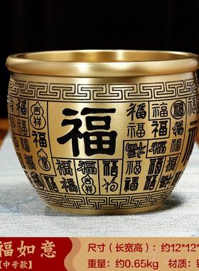 高档纯铜聚宝摆件招财财黄铜家盆居客厅件元摆宝存钱罐米缸大聚号
