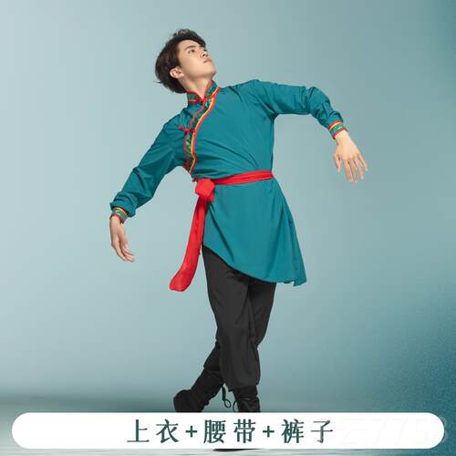 高档蒙款古舞蹈服装成人男演舞出服新少数民族艺考草原舞马骑表演