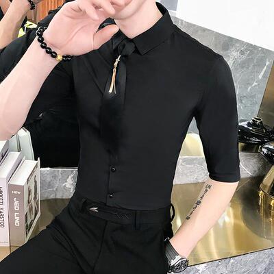高档酒店KV服男务员少爷装酒吧短袖衬衫夜总服会发型师七分工作制