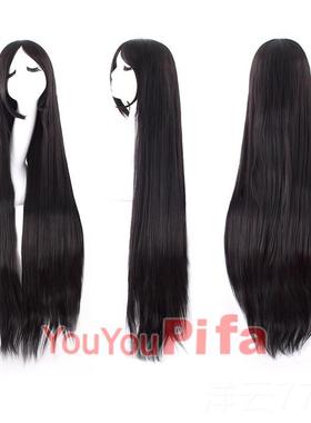 高档万用c色os假发女长发1动漫纯黑红彩白紫色00超长直发假头发全