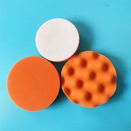 自粘式海绵抛光球植绒海绵盘汽车打蜡 橙色平面波浪六边纹3-7寸