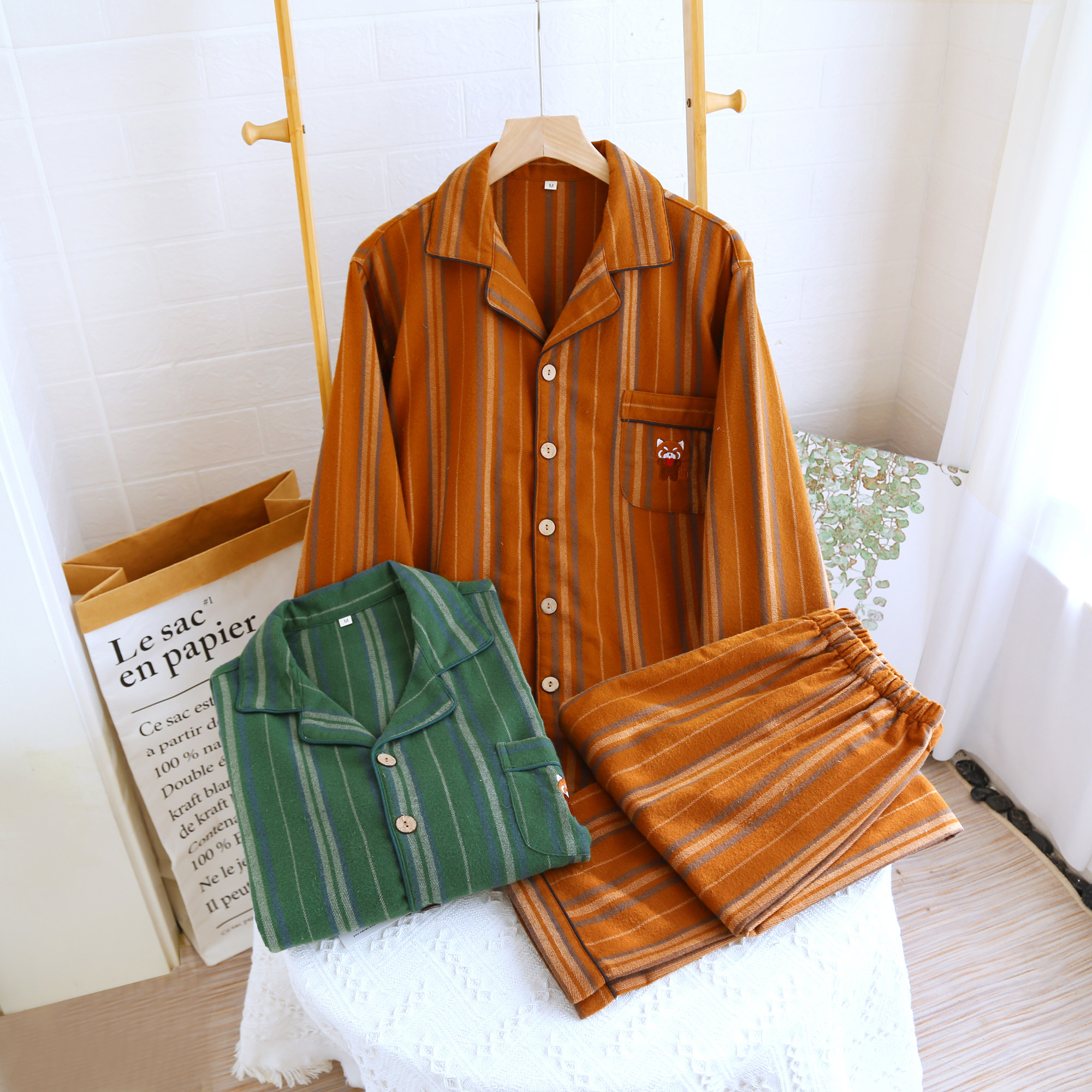 磨毛情侣睡衣女春秋冬季保暖长袖加厚条纹居家服男士家居服套装,女士内衣/男士内衣/家居服,睡衣/家居服套装,淘宝优惠券,粉丝福利购,淘宝优惠卷