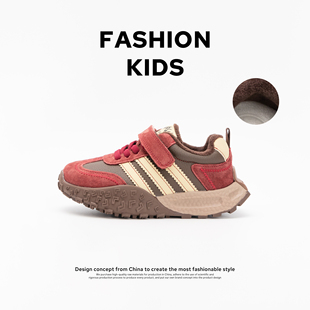 保暖加绒棉鞋 冬季 魔术贴休闲阿甘鞋 韩版 潮 时尚 男女童鞋 儿童老爹鞋