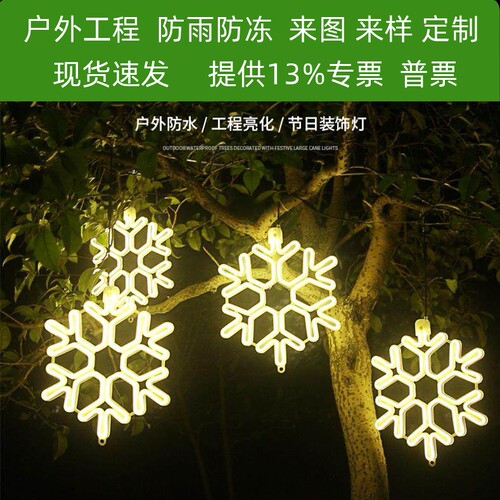 圣诞装饰灯led发光雪花灯户外防水挂树上彩灯圣诞树雪花片造型灯