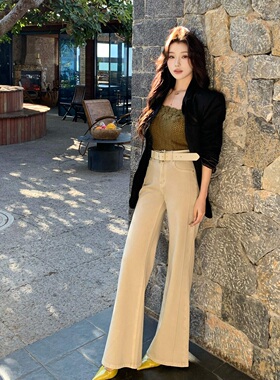 陈六六CHENLIULIU【腿精担单】春季新款气质时髦精高腰显瘦牛仔裤