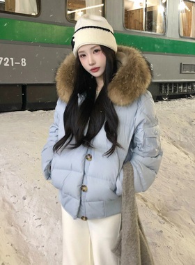 陈六六CHENLIULIU【雪国往事】设计感大毛领加厚白鸭绒保暖羽绒服