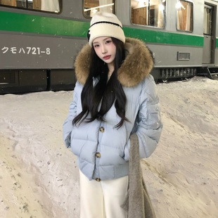 陈六六CHENLIULIU 设计感大毛领加厚白鸭绒保暖羽绒服 雪国往事