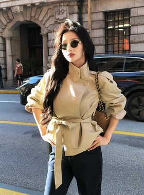 陈六六CHENLIULIU【女主光环】韩系高级感时髦酷飒短款秋风衣外套