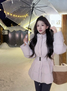 陈六六CHENLIULIU【气质韩女】90白鹅绒毛领连帽收腰显瘦羽绒服