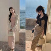 春季 陈六六CHENLIULIU 曼妙身姿 温柔纯欲显瘦气质针织吊带裙