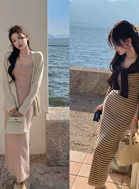 陈六六CHENLIULIU【曼妙身姿】春季温柔纯欲显瘦气质针织吊带裙