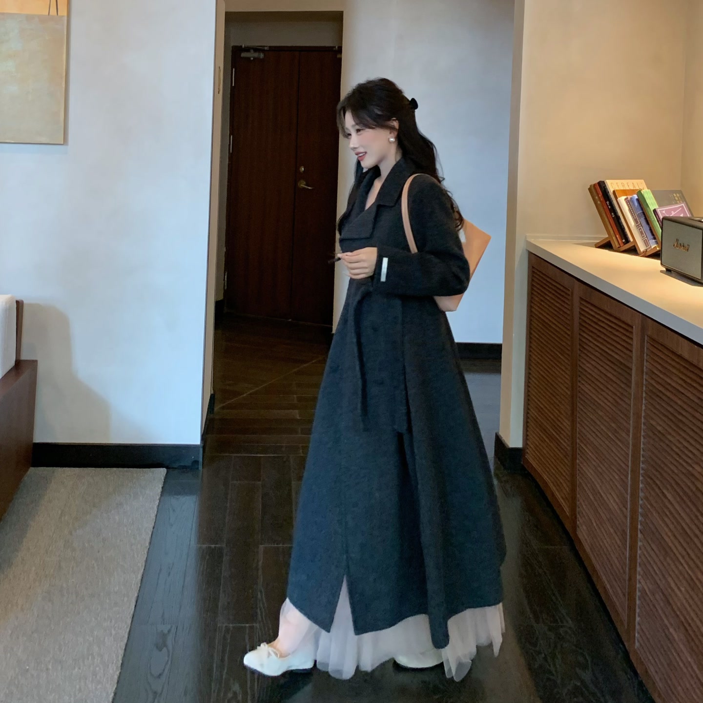 陈六六CHENLIULIU【挚爱大衣】赫本风高级双面羊毛双排扣系带大衣