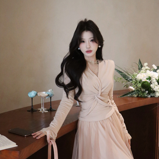 拼接气质显瘦百搭打底上衣 秋冬法式 陈六六CHENLIULIU 独占心扉