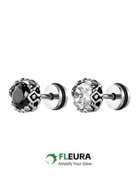 钛钢锆石耳饰 黑白锆石单钻耳钉男女小众高级感配饰百搭痞帅饰品