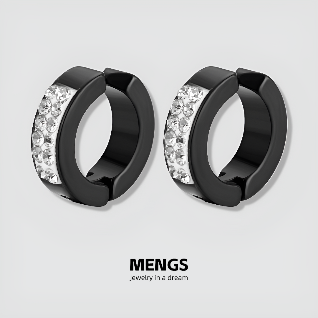 钛钢耳饰 无耳洞耳夹钛钢双排镶钻冷淡风单只ins排钻学生百搭小众