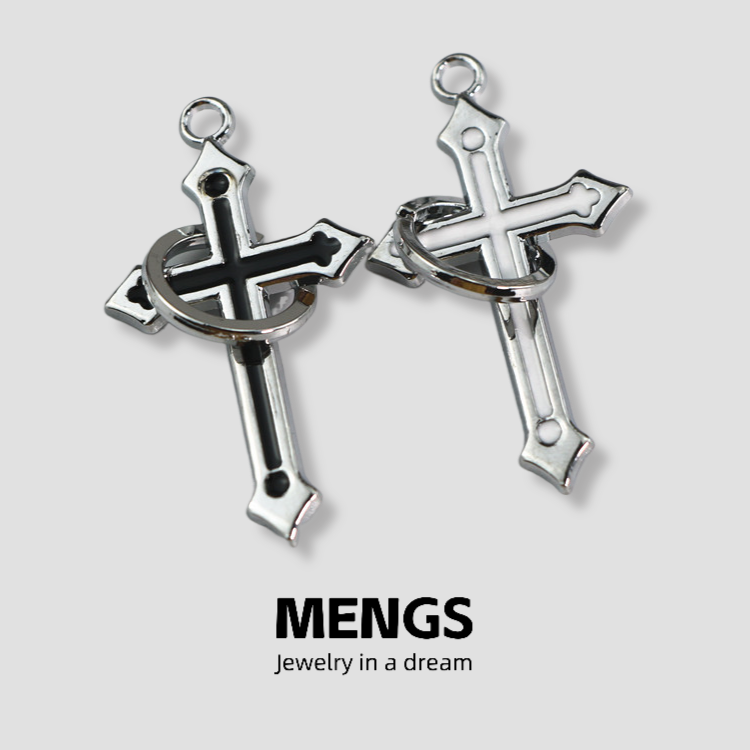 铜合金耳饰 酷黑白双色十字架不对称耳环耳钉甜酷个性嘻哈耳饰,饰品/流行首饰/时尚饰品新,耳环,淘宝优惠券,粉丝福利购,淘宝优惠卷