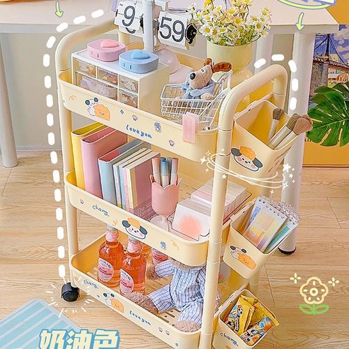 可爱零食置物架宿舍桌下床边挂篮小推车亚克力可移动夹缝收纳柜子