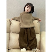 女童复古森系毛衣上衣裤 加厚毛线女宝宝儿童2025新款 子套装 秋冬款