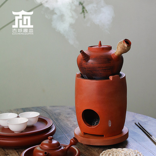 潮州工夫茶红泥小火炉烧水壶套装