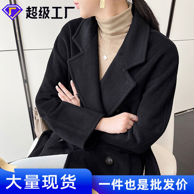 有内衬100纯羊绒大衣女中长款MAX双排扣加厚M家801高品质毛呢