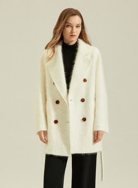 2025冬羊绒大衣拉绒CEID大衣单面羊绒小个子双排扣101801毛呢大衣