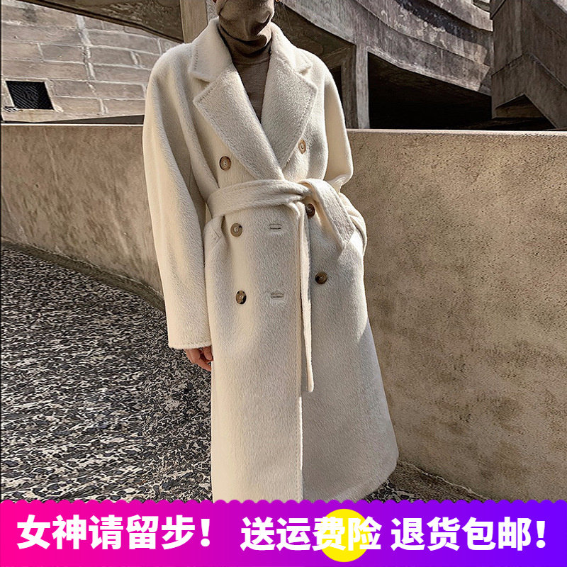 苏力阿尔巴卡骆马绒羊驼绒手工双面羊绒大衣中长款羊毛呢子外套女