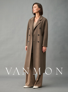 高端带里衬紫绒纯山羊绒大衣女中长款秋冬宽松高级毛呢外套101801