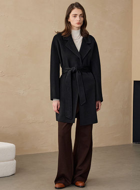 黄渝湘2025秋冬羊绒大衣双面呢CEID家毛呢小个子纯山绒外套浴袍女