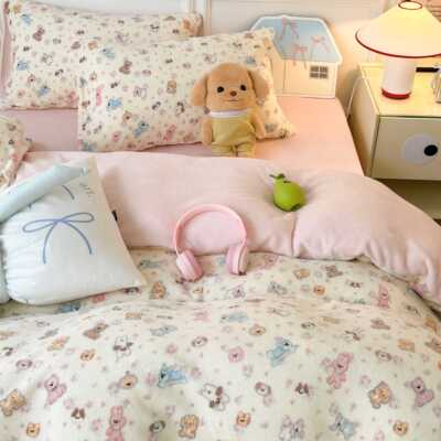 牛奶绒小清新四件套秋冬保暖加厚