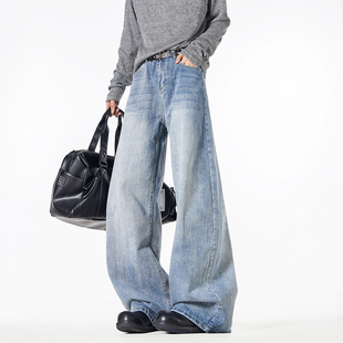 控价78 秋季 水洗蓝色牛仔裤 B347 宽松直筒长裤 P55 男士 W2508