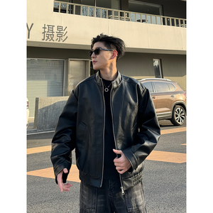 B347-1-A15-特P80 高清大图 原版品质 短款皮衣夹克 聚酯纤维,男装夹克,电商B347(原C409)