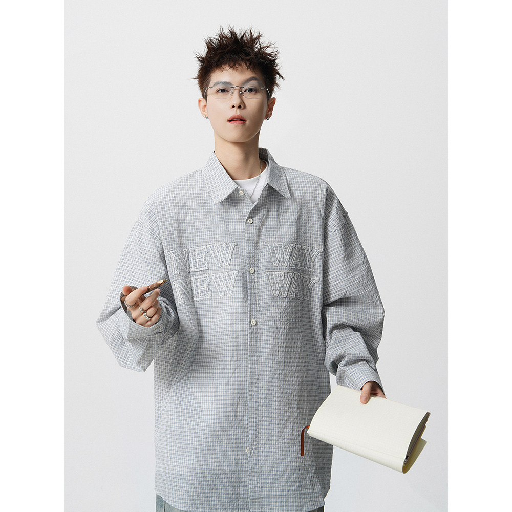 B347-C51-P50-88秋装男士胸口绣花衬衫,男装衬衫,电商B347(原C409)