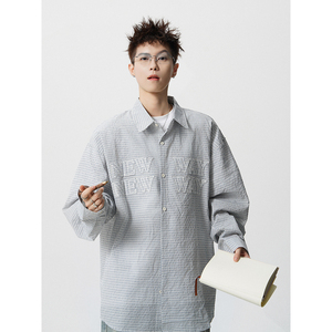 B347-C51-P50-88 秋装男士胸口绣花衬衫图片