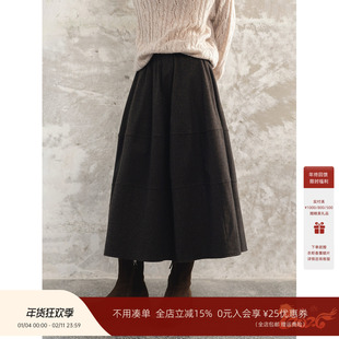 SHECAN【塞纳河畔】秋冬新款羊毛南瓜裙高腰时尚复古女半裙4QA056