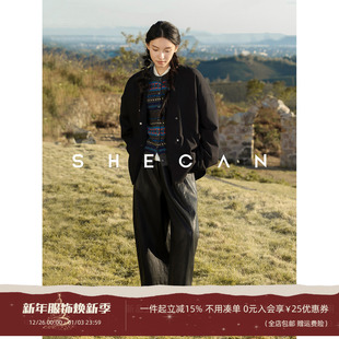宽松不规则设计感小众上衣外套女羊毛填充棉服 冬季 SHECAN 良木