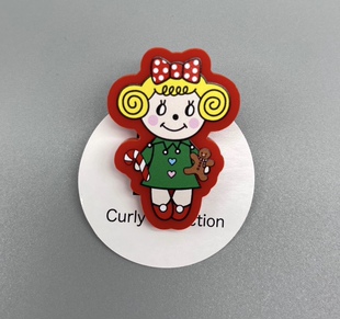 日本Curly Collection卷发女孩夹子胸针