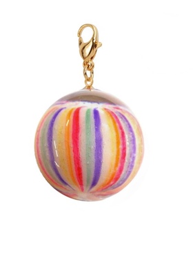 日本Nanaco plus+ real candy白色底彩条大球拉链扣包挂件