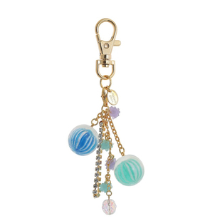 日本Nanaco plus+ 蓝色浅蓝色中球金平糖闪闪发光链钥匙扣包挂件